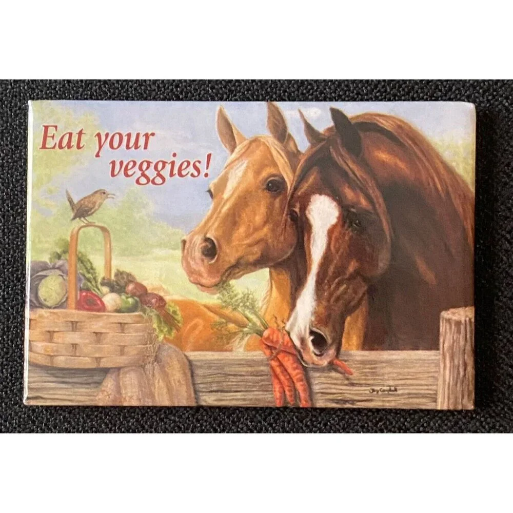 VTG Combo NOS Greeting & Magnet Leanin' Tree Joy Campbell THE OPPORTUNIST Horses